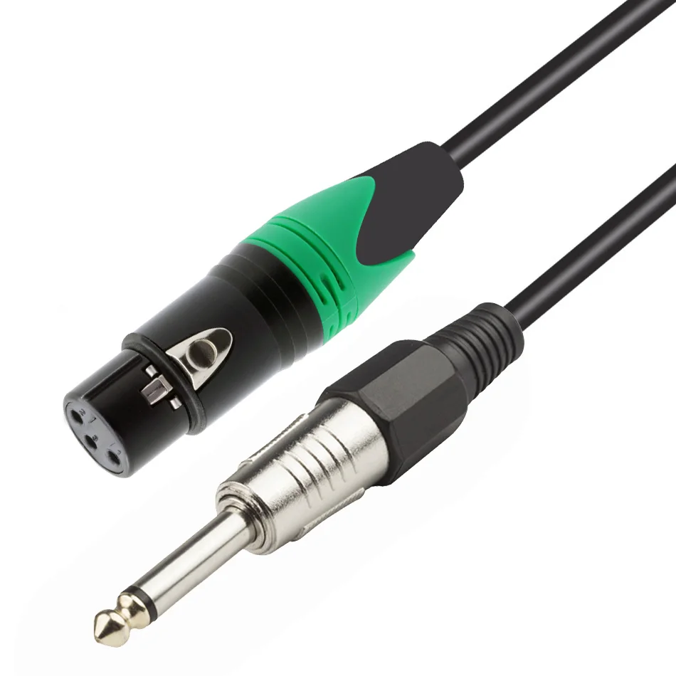 Black-Green Для детей от 1 года до 5 лет метров 3 Pin XLR для женщин 1/" 6,35 мм моно-штекер аудио микрофон адаптер с кабелем - Цвет: Black-Green