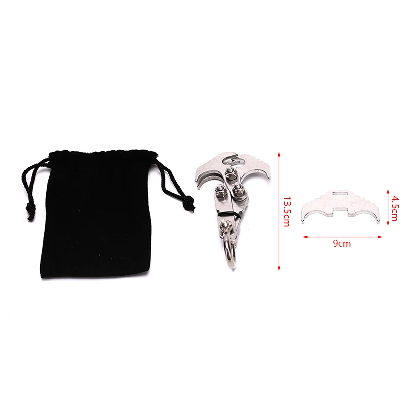Outdoor Stainless Steel Gravity Grab Survival Folding Grappling Hook Climbing Claw Carabiner Key Chain Car Traction Rescue EDC