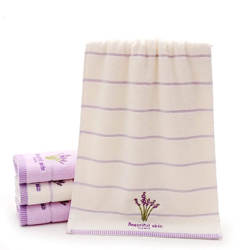 ZHUO MO Purple Lavender Embroidered Towels High Quality Cotton Large Bath Towel Soft Absorbent Beach Face Towel Set for Women