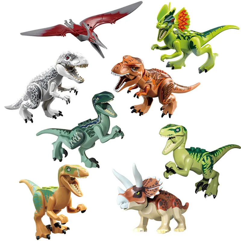 

8 Pcs Jurassic Dinosaurs Figures Jurassic Building Blocks Classic Tyrannosaurus Kids Toy Compatible with Blocks Dinosaurs
