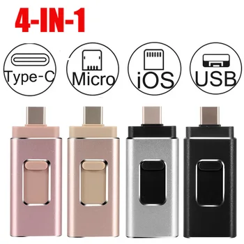 

4 in 1 Multi-function Type C USB 3.0 Flash Drive 32G Mobile Phone OTG USB Pendrive 64GB 128GB Metal Pen Drive 256G Free shipping