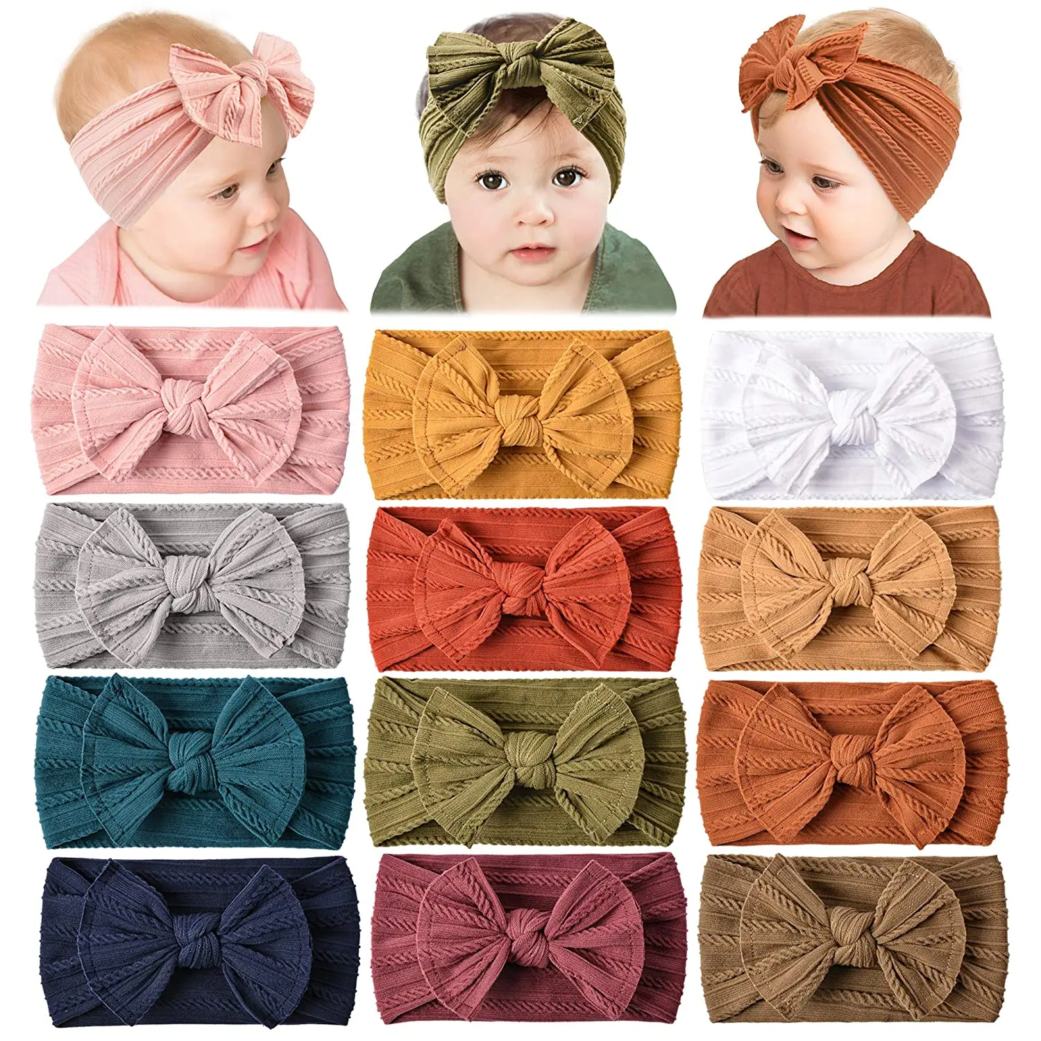 12 Pack Baby Nylon Headbands Hairbands Hair Bow Elastics Handmade Hair Accessories for Baby Girls Newborn Infant Toddlers Kids 10pcs set baby trendy color elastic scrunchie bows nylon hairbands girls soft toddler headwear hair rope kids hair accessories