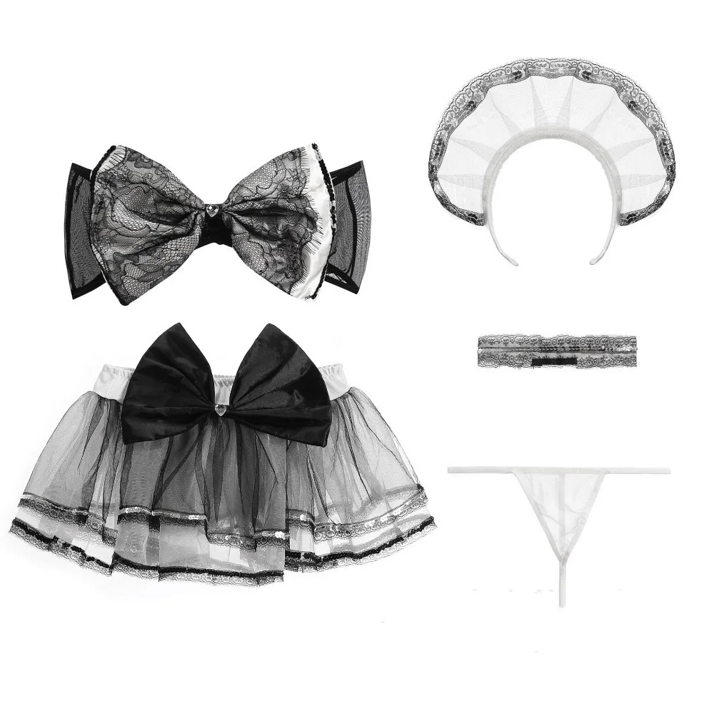 Милое Платье в стиле Лолиты сетчатый бюстгальтер с бантом, Комплект эротического костюма горничной для косплея, школьная форма для девочек, наряд, сексуальное кавайное женское белье комплект