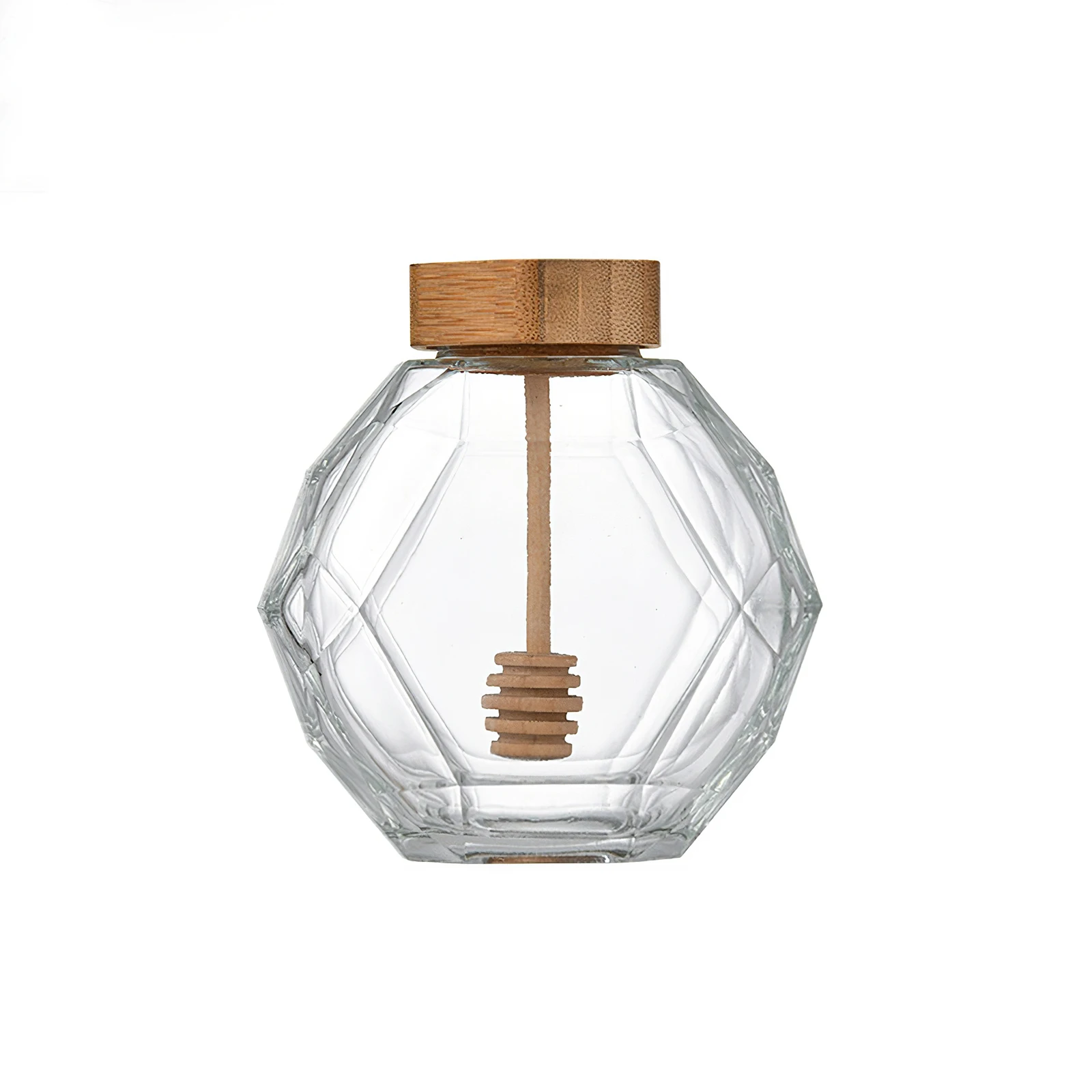 380ml Transparent Glass Honey Jar, With Lid, Big Dipper Stick, Smooth