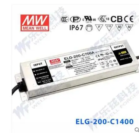 

Taiwan Meanwell Waterproof Power Supply ELG-200-C1400B 200w 1400ma Driver
