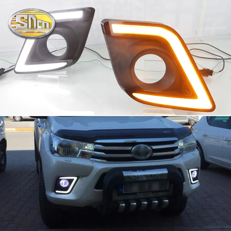Желтый сигнал стиля реле для Toyota Hilux Revo Vigo 2015 2016 Водонепроницаемый ABS Чехол 12 В