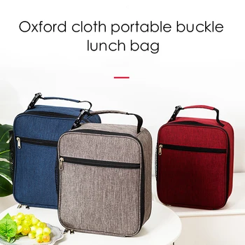 

Fashion 600D Oxford Insulated Thermal Cooler Lunch Bag Portable Buckle Lunch Bag for Students Adults Work School Picnic Hiking