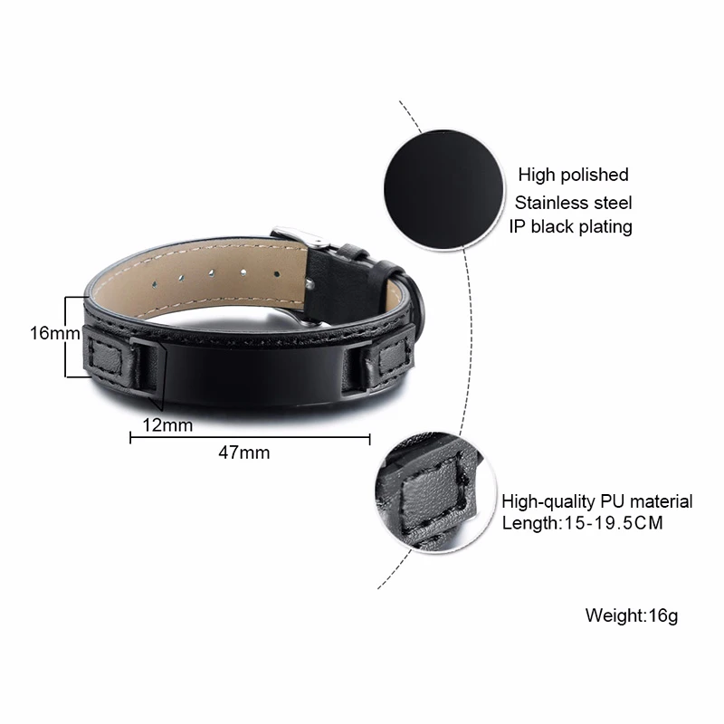 Регулируемый кожаный узкий Браслет-манжета браслет Имя ID пластина текст символ для мужчин - Окраска металла: style2