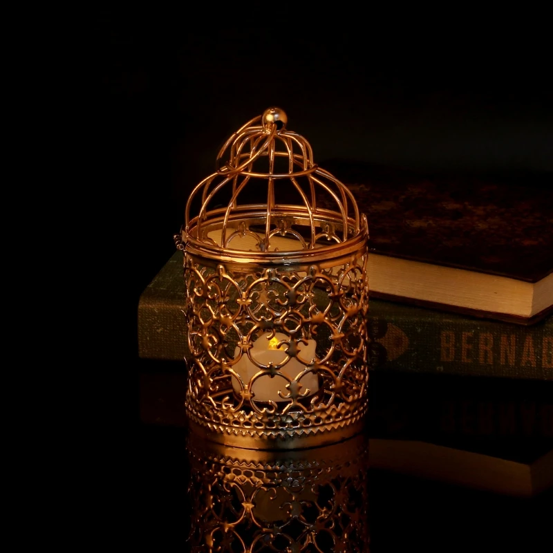 Полый Держатель Подсвечники Tealight подвесной фонарь винтажная клетка для птиц 3 цвета GXMA