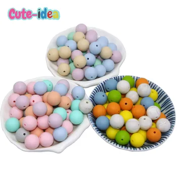 

Cute-Idea 1000pcs 15mm silicone beads loose round teether chewable teething pacifier nursing Accessories soft baby product