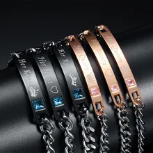 Его королева ее Король Черный розовое золото цвет Женская Мужская цепочка Кристалл Пара браслет для мужчин Прямая поставка