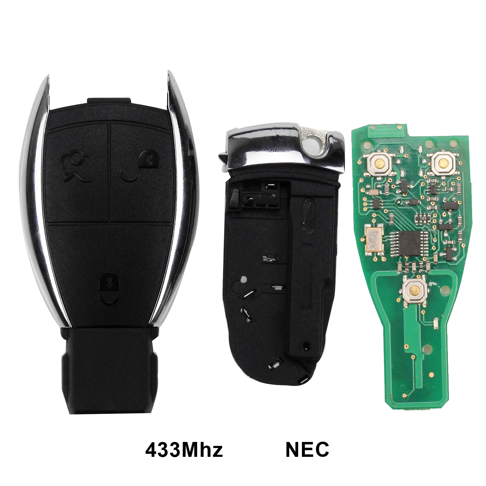 Jingyuqin 5 шт. 3 кнопки дистанционного ключа 433 МГц для Mercedes Benz 1998-2012 A B C E G R S КЛАСС CL CLK CLS GL с печатной платой - Количество кнопок: with key shell