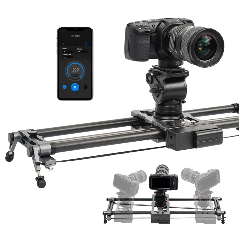 US $339.99 YC Onion Camera Slider Motorized Dolly Track Rail Video Timelapse Panning Hot Dog Parallax Panorama Slider Bluetooth APP Control