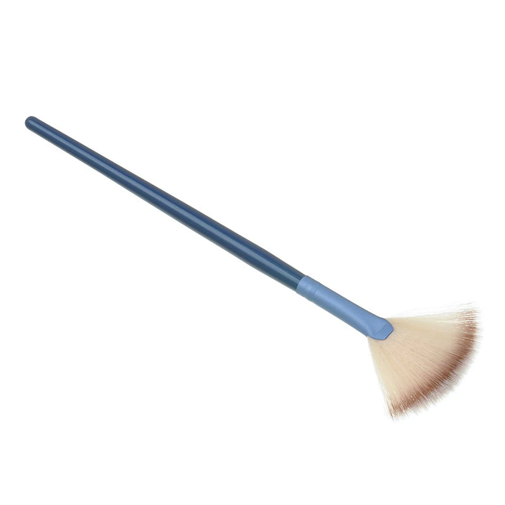 1 предмет. Профессиональный портативный веер форма макияж косметический смешивающий хайлайтер контур лица свободная Косметическая кисть для пудры инструмент - Handle Color: blue