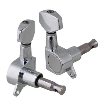 

Durable Chrome 3R+3L for Electric Electric Parts Tuning Peg Round Head Acoustic Guitar Guitar Tuning Pegs Sealed Silver Inline