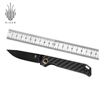 Coltello pieghevole Kizer Begleiter Black manico in fibra di carbonio nero 2021 nuovo coltello a lama in acciaio N690 strumenti da campeggio all'aperto