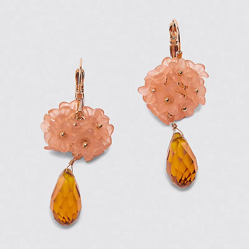 

JJFOUCS Fashion ZA Flowers Drop Earrings For Women 2019 Handmade Beads Statement Earrings Shiny Elegant Charm New Jewelry Gift