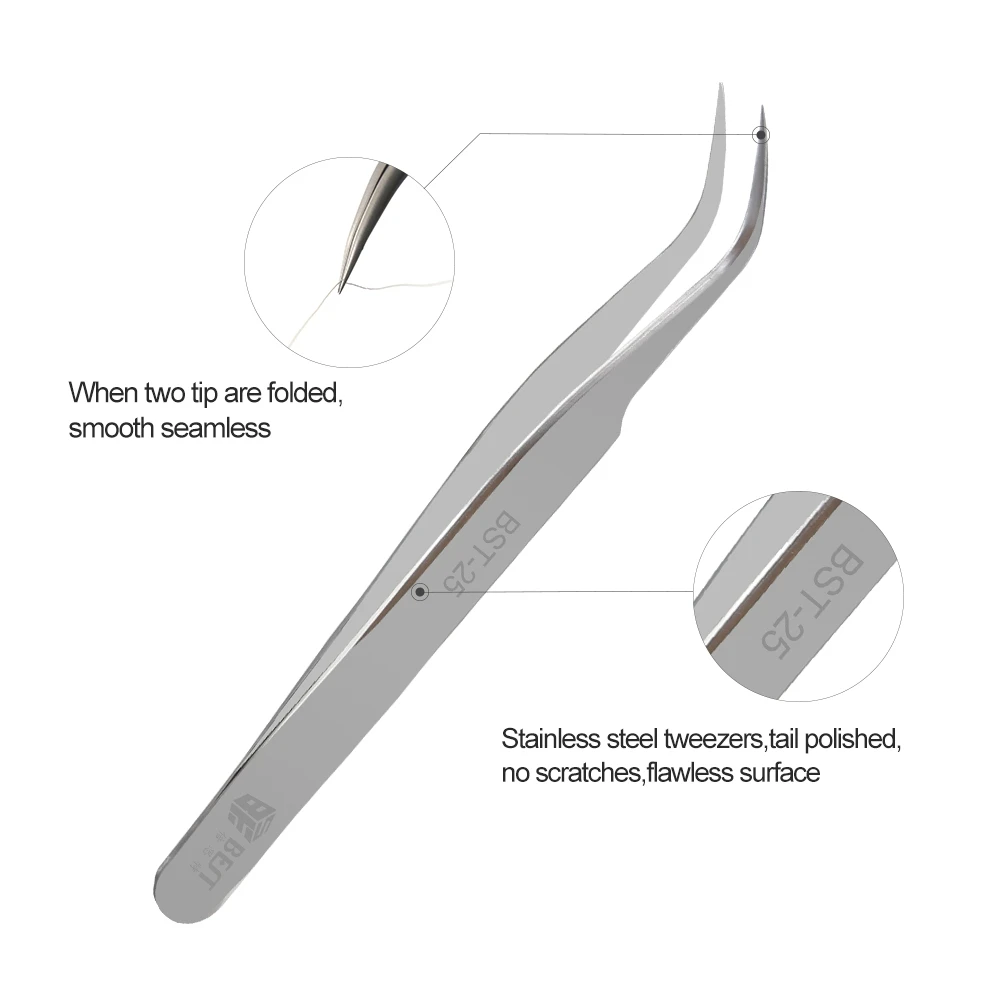 1Pcs Electronics Industrial Tweezers Straight/Curved Tips Precision Stainless Steel Forceps Clips Mobile Phone Repair Hand Tools