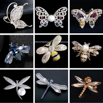 

Luxury Crystal Zircon Insect Brooches Pins for Women Men Butterfly Dragonfly Bee Jewelry Broach Wedding Pin Brosche femme bijoux