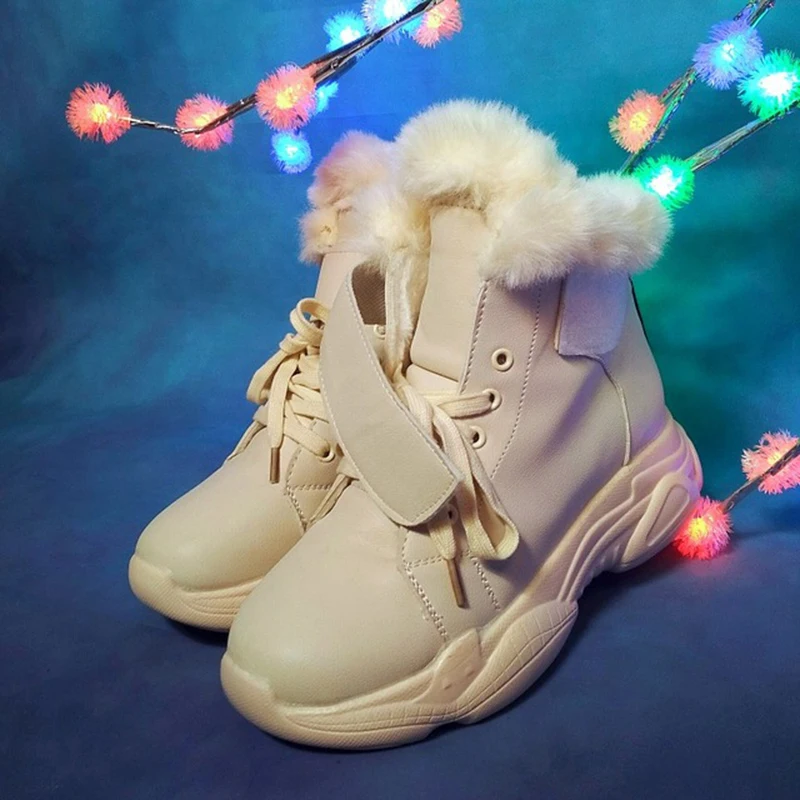 Coolcept/женские зимние ботинки; Теплые ботильоны с Плюшевым Мехом; модные кроссовки на шнуровке; повседневная обувь; женская зимняя обувь; Размеры 35-39