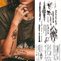 Yoga Moon Cross Waterproof Temporary Tattoo Sticker Black Love Text Word Letter Body Art Arm Wrist Fake Tatoo For Women Men