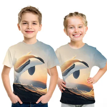 

Boys and Girls Cool Fashion T-shirts Cute Animals Printed T-shirts Personality Spring Summer Kids Short Sleeve
