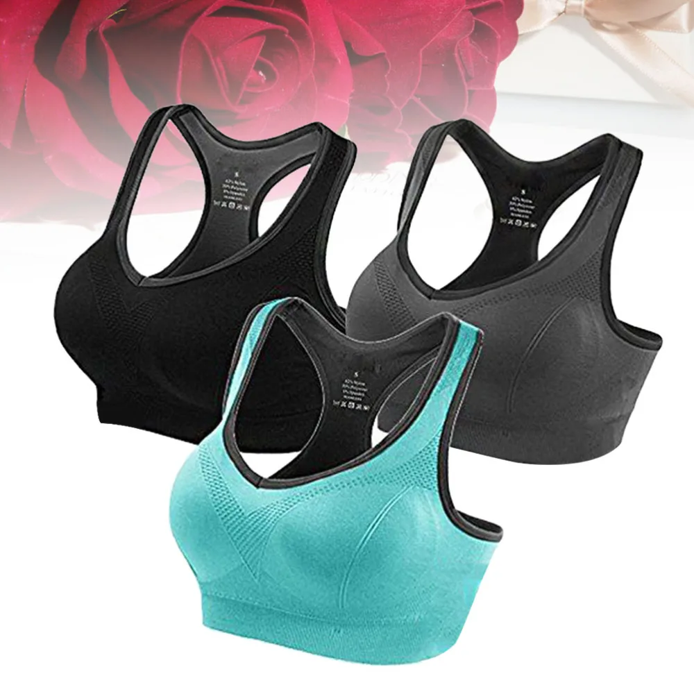 

3pcs Girls Fitness Padded Seamless Vest Tops Tank Stretch Workout Female Nylon Stretch Push Sexy Fitness