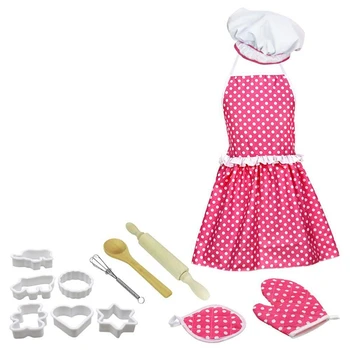 

13 Piece Children Cooking Baking Toy Set, Kitchen Utensils Baking Tools Play House Cake Apron For Kids Role Play