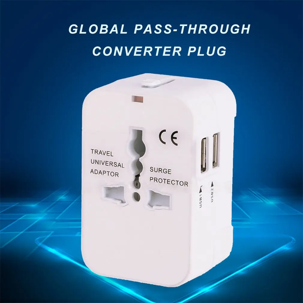 Универсальный международный адаптер с разъемом Все в одном 2 usb порта для
