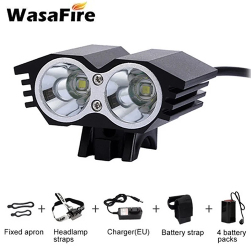 WassFire 2x XML T6 светодиодный передний велосипедный светильник супер яркий