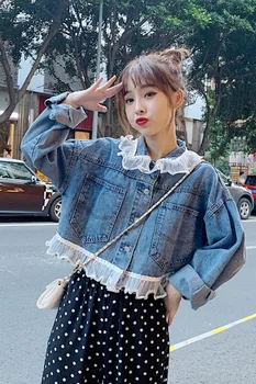 

2020 Spring Lady Coat Lace Denim Jacket CC0011