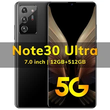 Note30 Ultra Smartphone 12 + 512Gb 7.0 Inch Full Screen Ondersteuning Gezicht Unlock Dubbele Sim-kaart 10 Cores 4G 5G Dual Sim Mobiele Telefoon