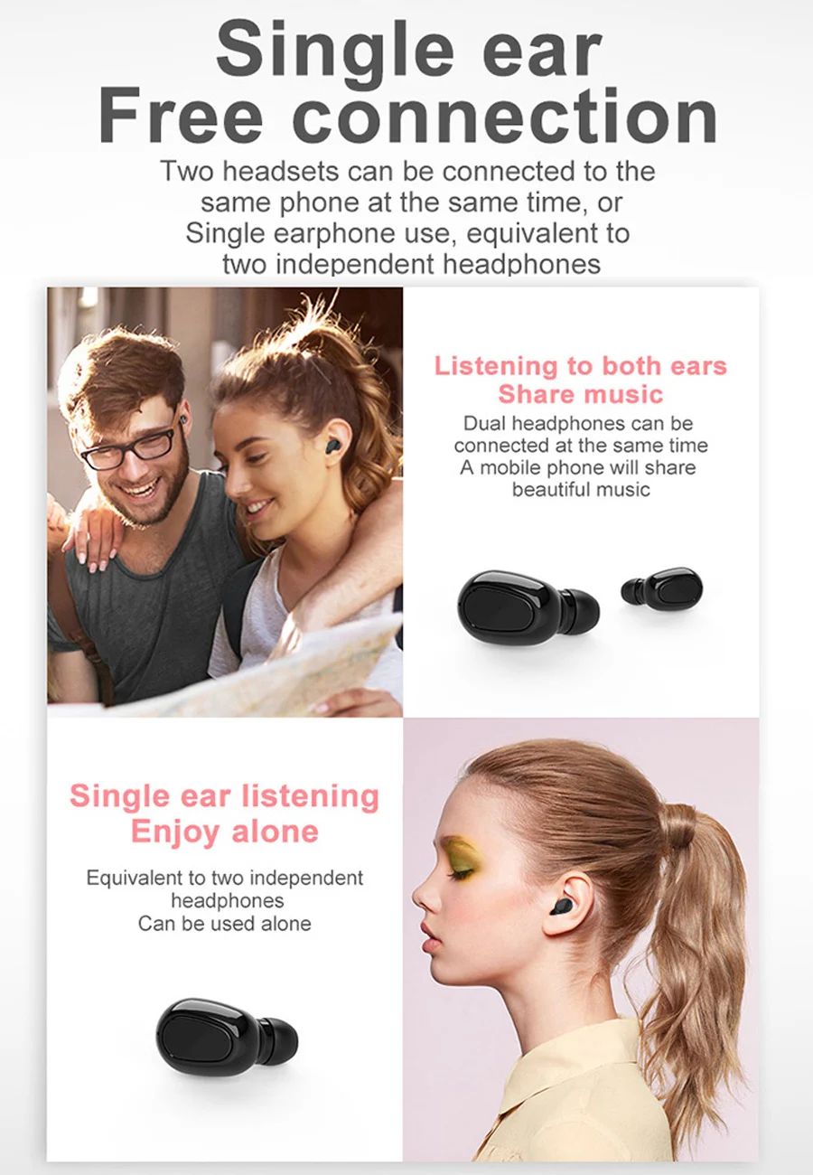 Bluetooth наушники, мини беспроводные наушники, спортивные наушники с громкой связью для iphone, наушники-вкладыши, спортивные наушники для бега, Поддержка iOS/Android