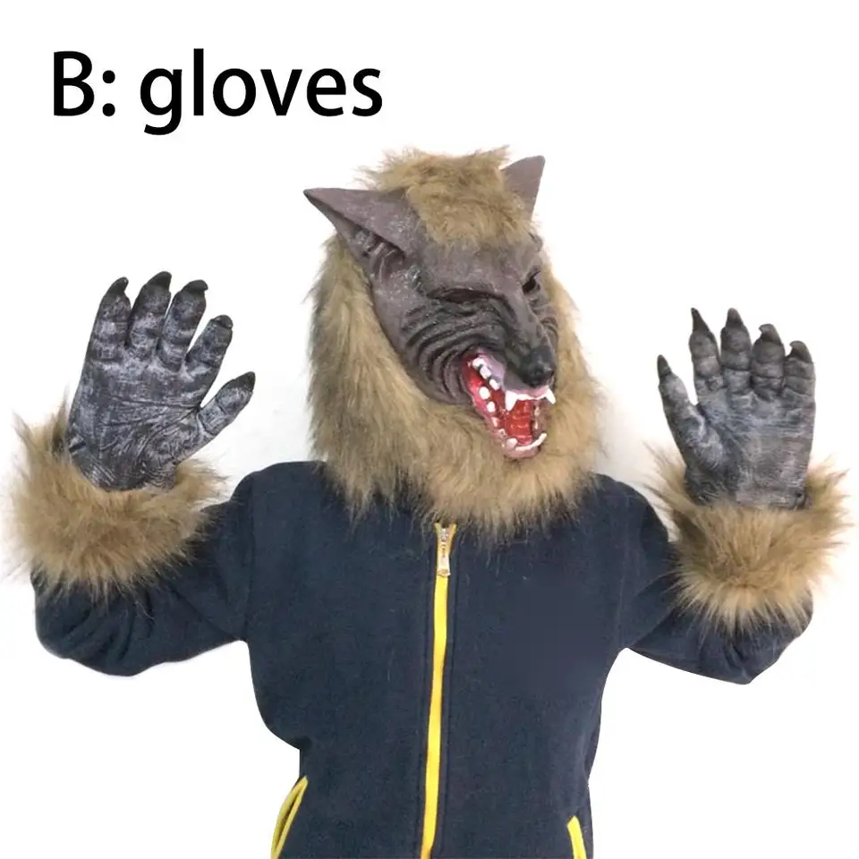 Scary Wolf Mask Plush Costume for Halloween