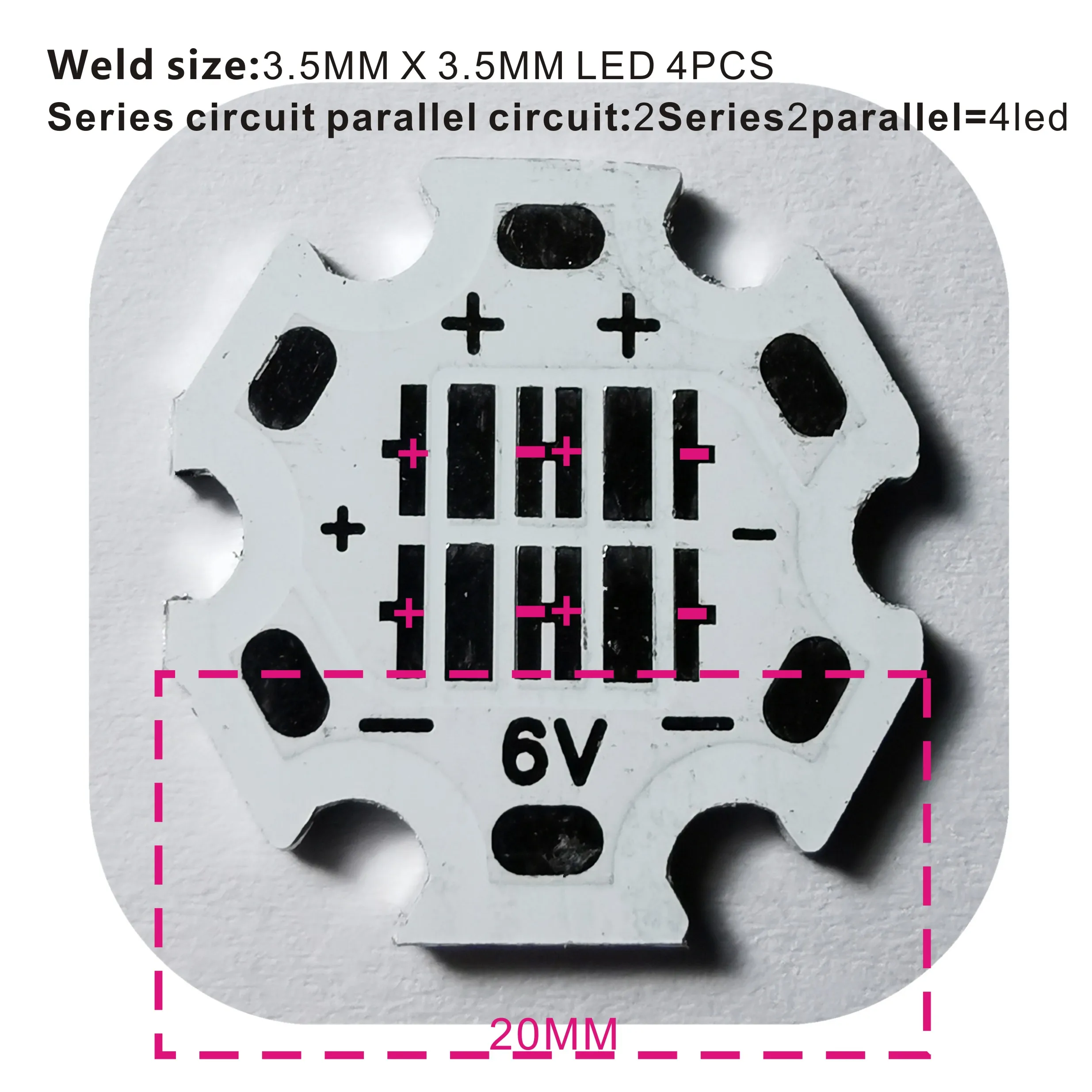 2 series 2 parallel 100 шт. CREE 3535 5050 7070 ETI XTE XPG 20 Вт светодиодный излучатель диод может заменить Cree MKR MCE XHP50 XHP70 светодиодный светильник с 20 мм PCB - Испускаемый цвет: 2 series 2 parallel