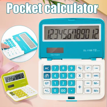 

12 Digits Solar Folding Mini Calculator Dual Power Office Electronic Handheld Pockets Calculator ND998