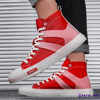 

Winter Shoes Men High Canvas Shoes Microfiber Shoes White Shoes High Fashion Shoes Comfortable Shoes Men's Casual Shoes