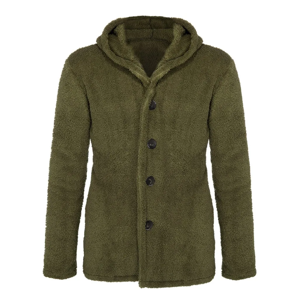 KLV куртки зимние теплые мужские зимние толстые толстовки Топы пушистые флисовые меховые куртки пальто с капюшоном верхняя одежда кардиганы с длинным рукавом 9102 - Цвет: Army Green