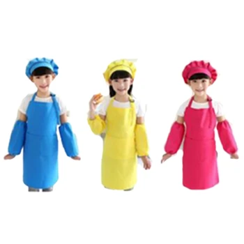 

6 Piece Children's Chef Hat Apron Set, Boy and Girl Apron Children Adjustable Cotton Apron Kitchen Apron Belt