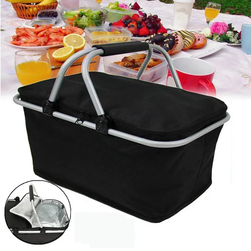 Cesta plegable de 30L para Picnic y acampada, cesta grande con aislamiento, nevera compras, almacenamiento para el hogar, caja organizadora de Picnic al aire libre|Bolsas de picnic| - AliExpress
