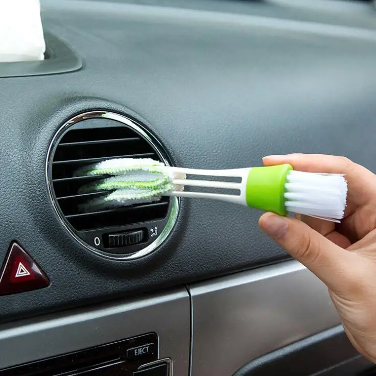 Double Slider Car Air Conditioning Outlet Venetian Window Cleaning Brush Multi-purpose Blind Brush Dust Brush QJ-21 80% dropshipping scrubbing brush double headed dust remover soft bristle car air conditioning outlet cleaning brush for car aut