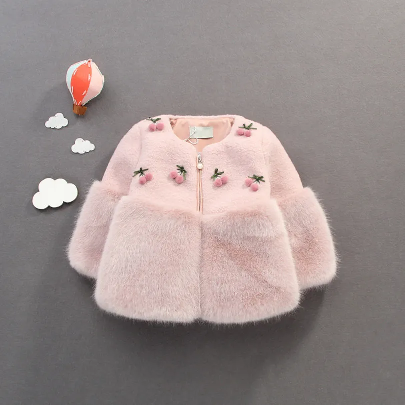 Пальто для маленьких девочек; Верхняя одежда для маленьких девочек с мехом; куртка и пальто для маленьких девочек; зимний теплый зимний комбинезон из искусственного меха для маленьких девочек; От 1 до 3 лет