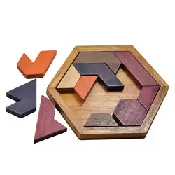 Ни один забавные головоломки деревянные геометрические аномальные формы головоломки деревянные игрушки Тан-грамма/головоломки детские