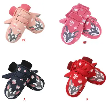 

Child Boys Girls Windproof Waterproof Snow Ski Gloves Thermal Lining Warm Snowflakes Deer Print Kids Outdoor Snowboard Mittens