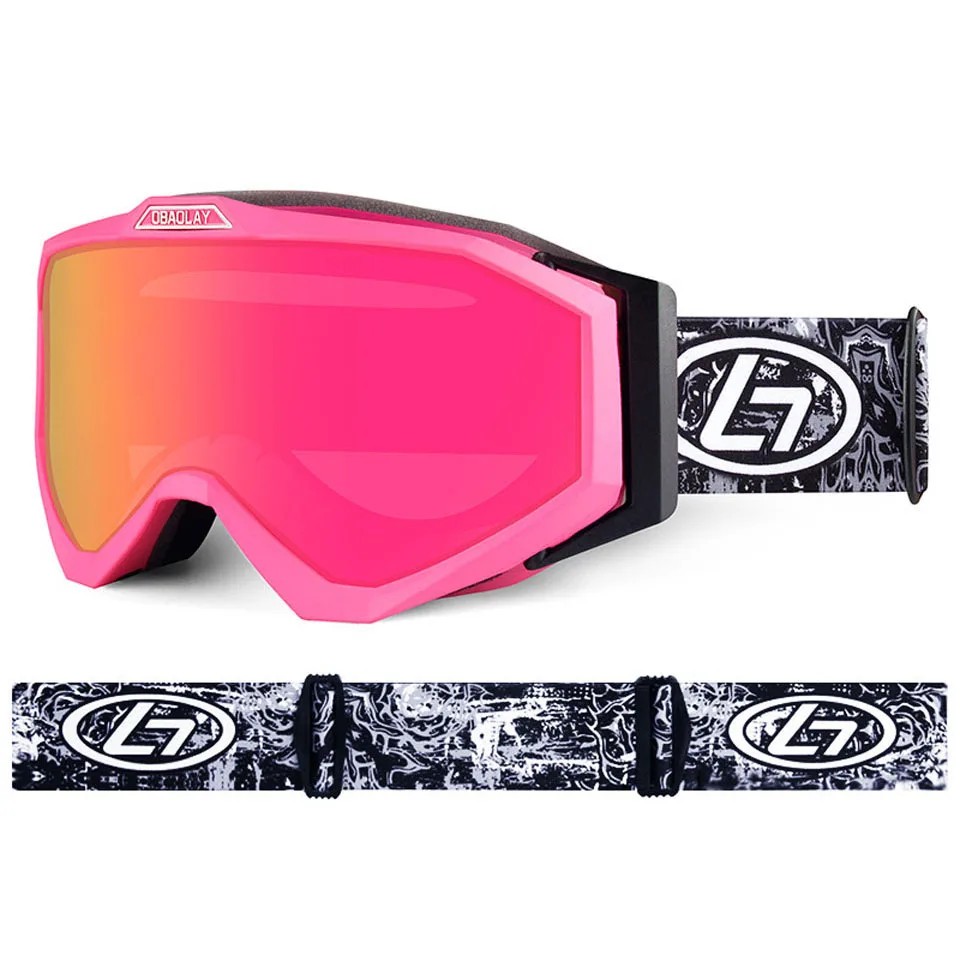 Брендовые лыжные очки, большая Лыжная маска, очки для катания на лыжах, для мужчин и женщин, очки для сноуборда, анти-песочные, ветрозащитные, дышащие, 3D, двухслойные - Цвет: 5