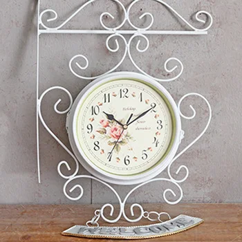 

33*44cm Outdoor Double Side Clock Garden Wall Outside Bracket Station New 2019