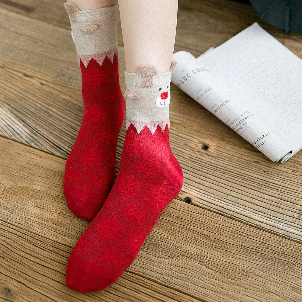 Рождественские женские хлопковые носки, разноцветные женские зимние носки, носки для женщин, рождественские носки, забавные носки, calcetines mujer