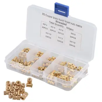 

150pcs/Box Brass Knurl Insert Nuts M3 Threaded Insert Screws Assortment Set Kit