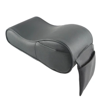 

Center Console Handrail Cushion Soft Leather, with Storage Bag Seat Cushion (Black)