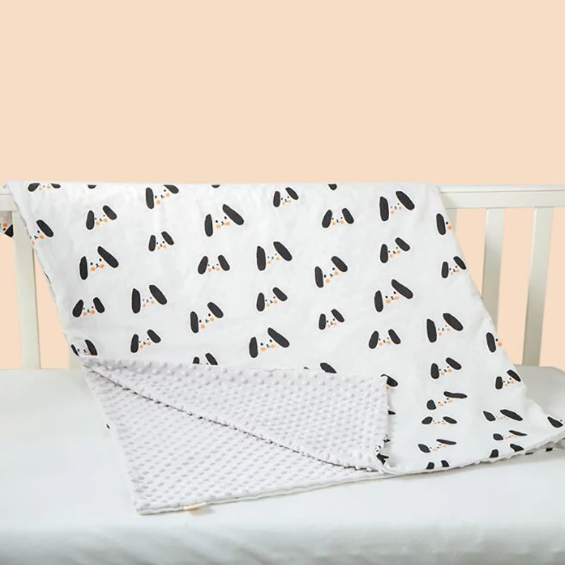 Newborn Baby Blanket for Stroller Baby Swaddle Blanket Velvet Lining Bath Towe Warm Portable Sleeping Quilt BMT075